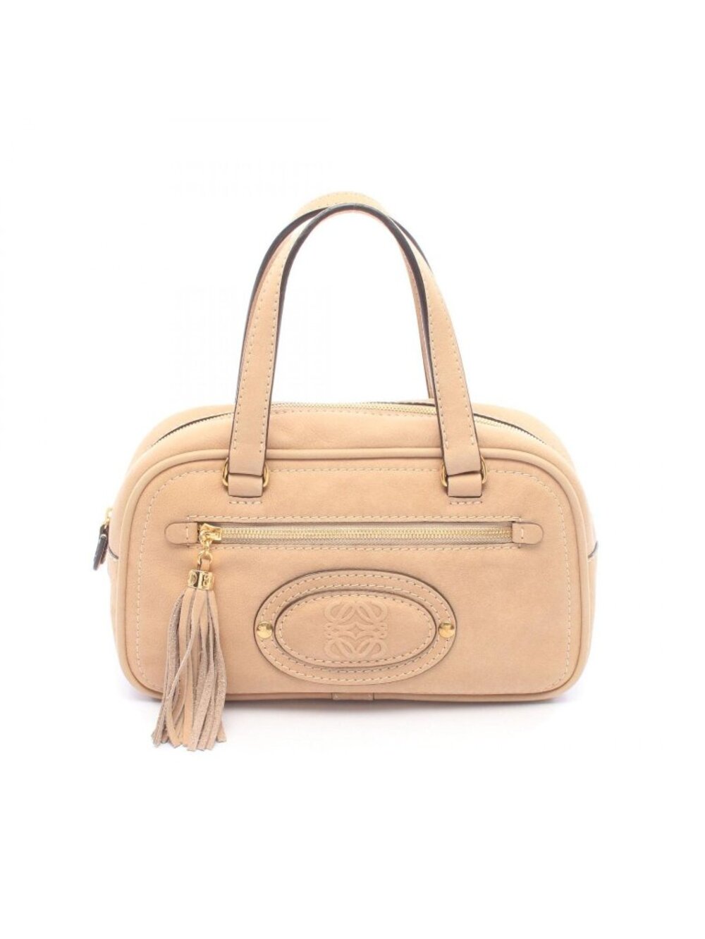 Loewe Handbag Madrid Anagram Tassel Beige Leather